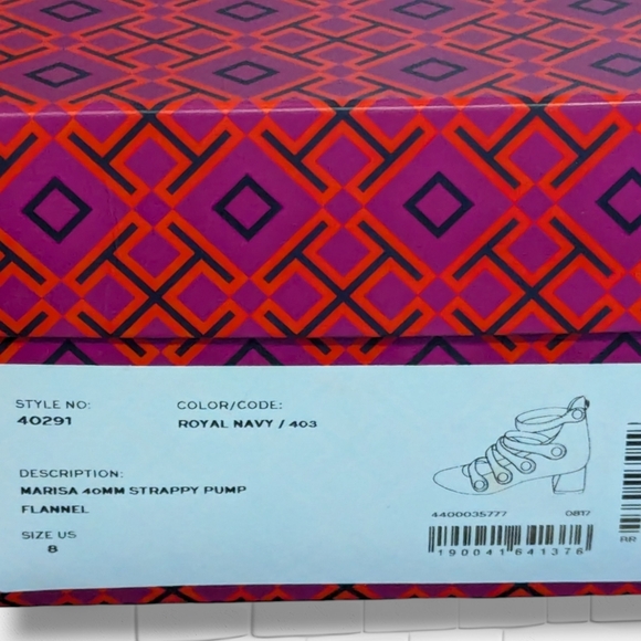 Tory Burch Marisa 40 mm Strappy Pumps Military Gold Buttons Royal Navy Size 8 - Picture 8 of 10